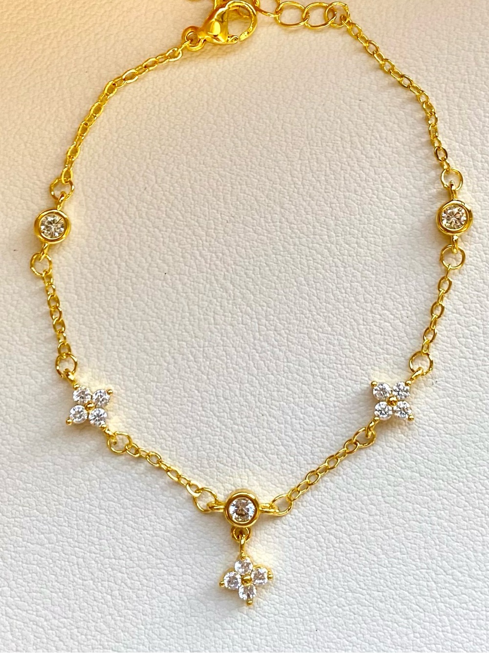 Gold Crystal Flower Drop Bracelet
